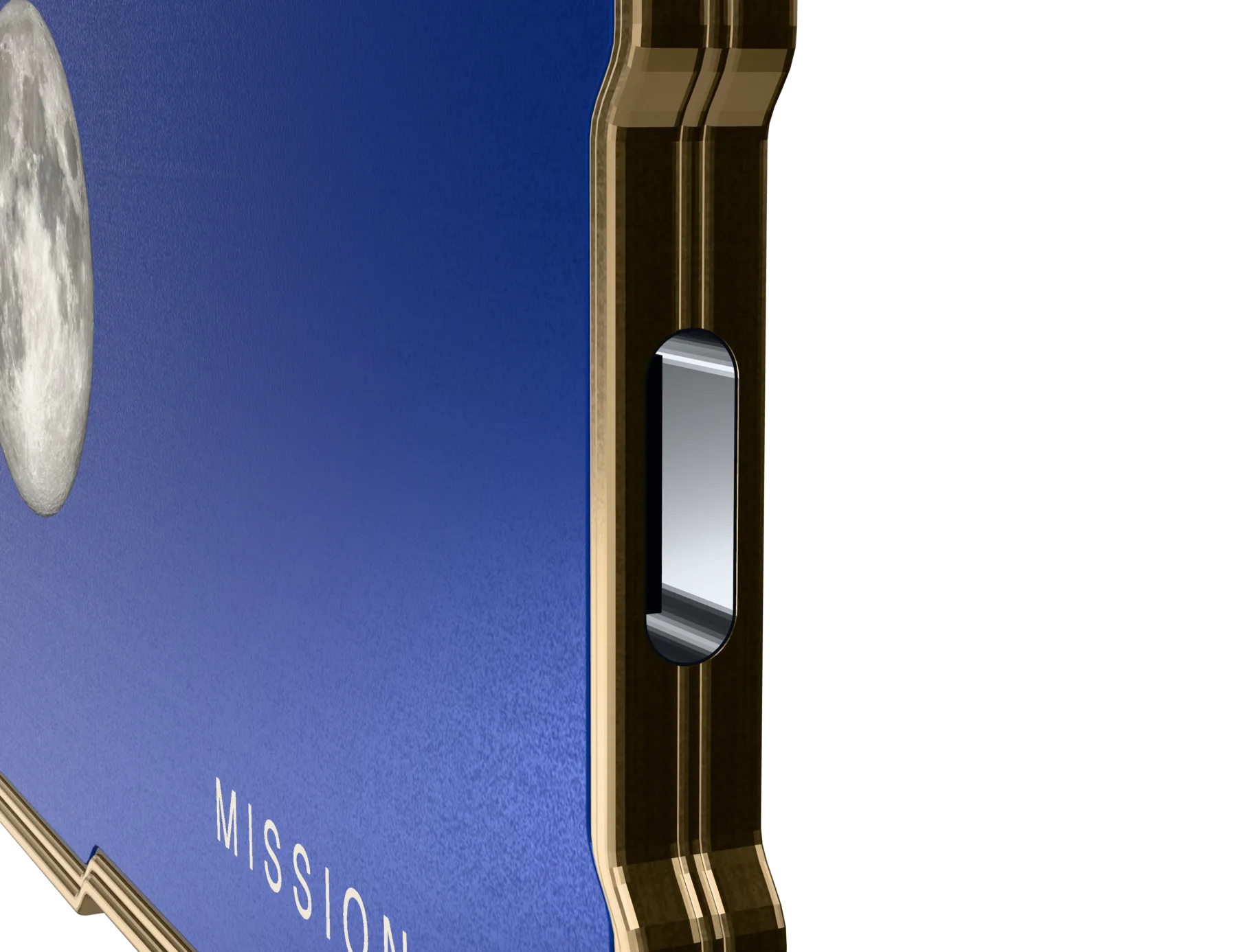 Close-up of the USB-C socket cut into the card's metal edge